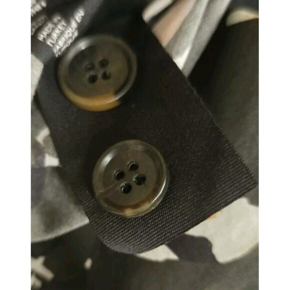 COS Button Up Cotton Shirt  Light Jacket Womens 12 Green Abstract Print Pockets - Picture 8 of 10